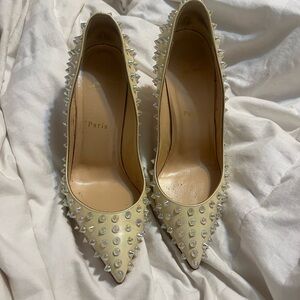 Christian Louboutin Spiked Beige Heels
